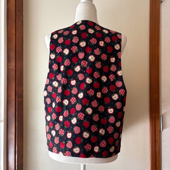 VTG 90s Handmade Reversible Teacher's Vest Fall Leaves Apples Cotton Size L - Picture 12 of 12